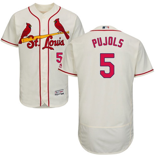 Cardinals #5 Albert Pujols Cream Flexbase Authentic Collection Stitched MLB Jersey